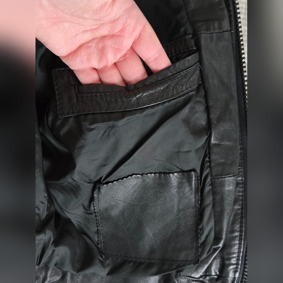 Vintage ECHTES LEDER Black Leather Moto Riding Jacket Mens 54 (US 44/LG) - Picture 7 of 8